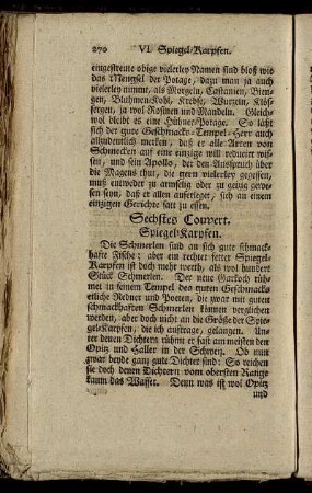 Sechstes Couvert. Spiegel-Karpfen.
