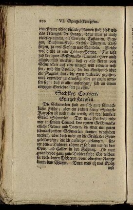 Sechstes Couvert. Spiegel-Karpfen.