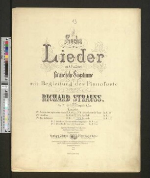 No. 6: Barcarole : von A. F. von Schack; für eine hohe Singstimme mit Begleitung des Pianoforte; op. 17