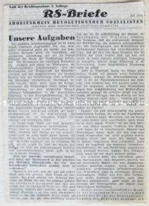 Sozialdemokratische Exilzeitung zur Verbreitung in Deutschland u.a. über die neue Verfassung der UdSSR