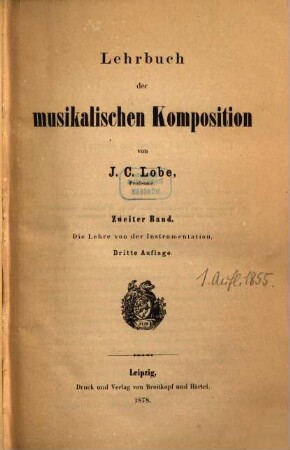 Lehrbuch der musikalischen Komposition, 2. Die Lehre von der Instrumentation