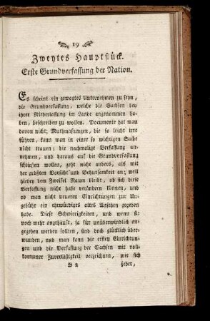 Zweytes Hauptstück. Erste Grundverfassung der Nation