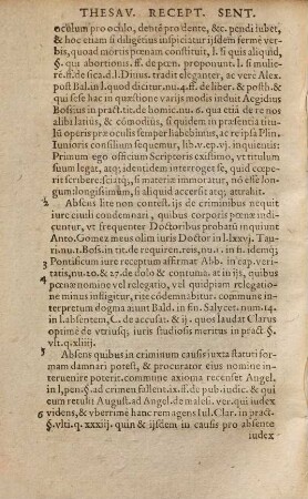 Thesavrvs Receptarvm Sententiarum, Qvas Vvlgvs Interpretum Communes Opiniones Vocat : In Alphabeti seriem digestarum post omnes omnium ea de re lucubrationes