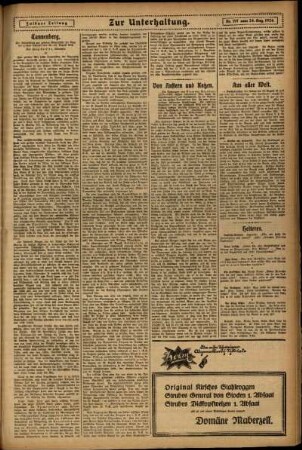 Zweite Ausgabe vom Sonntag, den 24. August 1924.