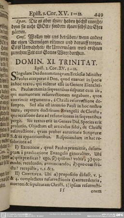 Domin. XI. Trinitat. Epist. 1. Cor. XV. 1-11