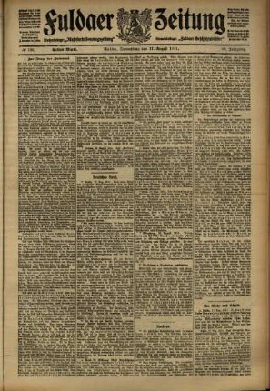Erste Ausgabe vom Donnerstag, den 17. August 1911.