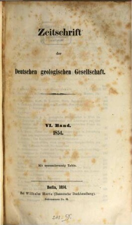 Zeitschrift der Deutschen Geologischen Gesellschaft. 6, 6. 1854