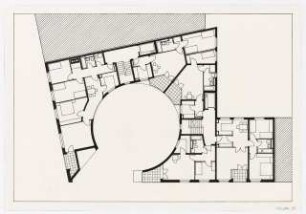 Rundhofhaus Wilhelmstraße, Berlin-Kreuzberg: Grundriss Normalgeschoss, Variante
