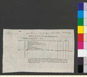 Lieferschein der Cotta'schen Buchhandlung an Goethe, Johann Wolfgang von