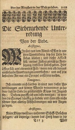 Die Siebenzehende Unterredung Von der Liebe.