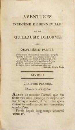 Les aventures d'Eugene de Senneville et de Guillaume Delorme : ecrites par Eugene en 1787, 4