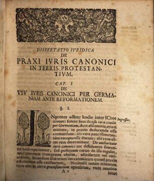 Dissertatio Ivris Ecclesiastici De Praxi Ivris Canonici In Terris Protestantivm