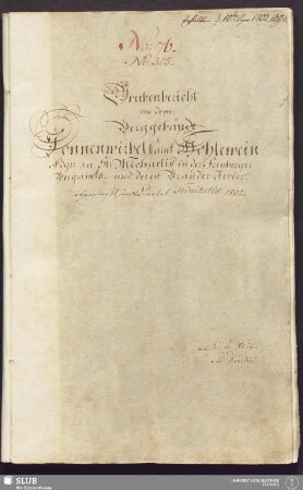 Grubenbericht von dem Berggebäude Sonnenwirbel samt Hohlewein Fdgr: zu St: Michaelis in der Freyberger Bergamts- und deren Bränder Revier - 17.6417 4.