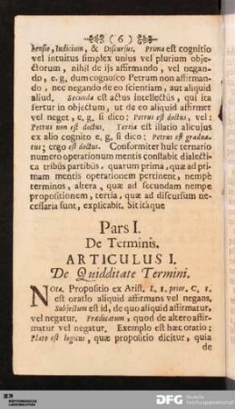 Pars I. De Terminis.