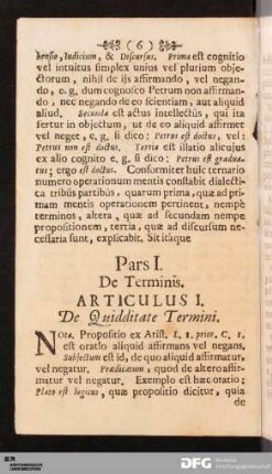 Pars I. De Terminis.