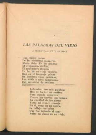 Las palabras del viejo : A Ernesto Silva Y Antuña