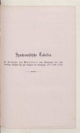 Synchronistische Tabellen