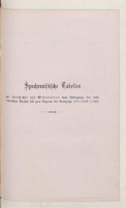 Synchronistische Tabellen
