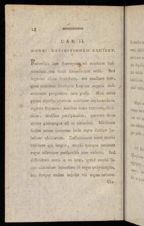 28-42, Cap. II. Morbi Definitionem Exhibet. - Cap. III. Divisiones Lustrans.