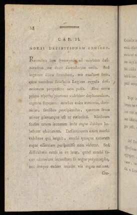 28-42, Cap. II. Morbi Definitionem Exhibet. - Cap. III. Divisiones Lustrans.