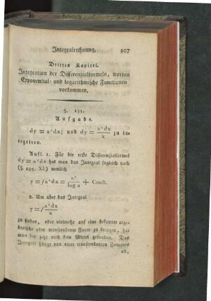 Drittes Kapitel. Integration der Differenzialformeln, worinn Exponential- und logarithmische Functionen vorkommen.