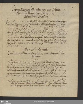 Leben Herzog Bernhards des Ersten Churfürstens zu Sachsen