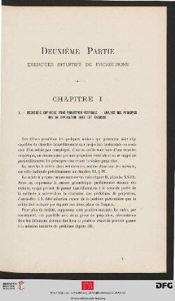 Deuxième Partie. Exercices intuitifs de projections