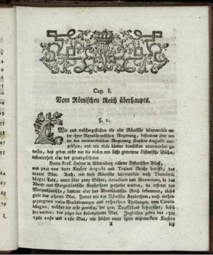 Cap. I. Vom Römischen Reich überhaupts.
