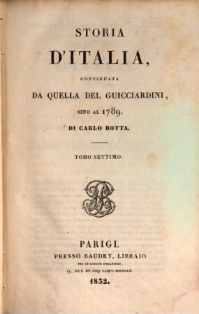 Storia d'Italia, continuata da quella del Guicciardini, sino al 1789. 7