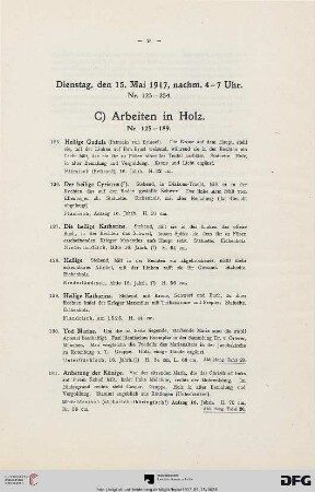 C) Arbeiten in Holz (Nr. 125-189)