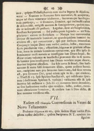 VII. Eadem est [...] Conversionis in Veteri & Novo Testamento