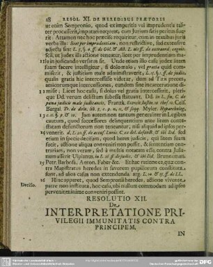Resolutio XII. De Interpretatione Privilegii Immunitatis Contra Principem