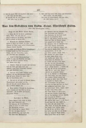 Aus den Gedichten von Ludw. Heinr. Christoph Hölty.