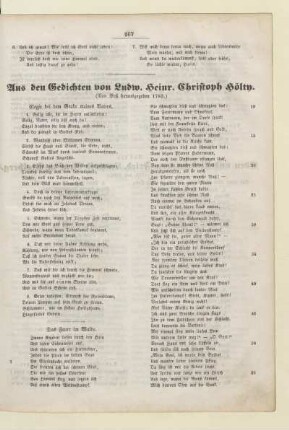 Aus den Gedichten von Ludw. Heinr. Christoph Hölty.
