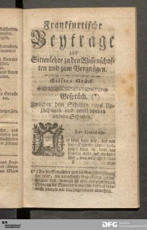 Eilftes Stück. Gespräch.