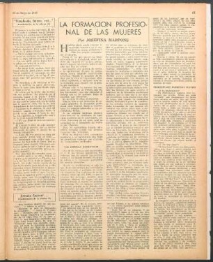 La formación profesional de las mujeres