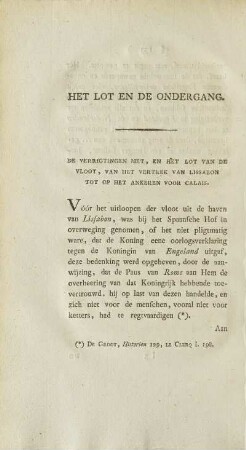 De Verreigtingen Met, En Het Lot Van De Vloot, ...