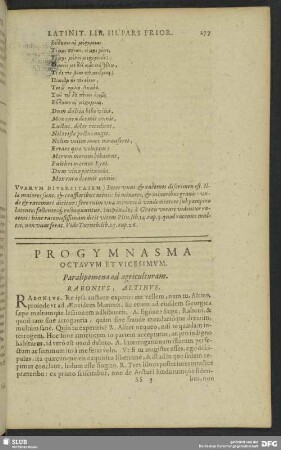 Progymnasma Octavum Et Vicesimum. Paralipomena ad agriculturam
