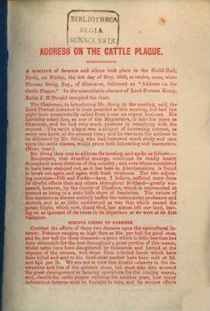 Address on the Cattle Plague