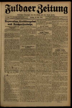 Erste Ausgabe vom Freitag, den 18. November 1921.