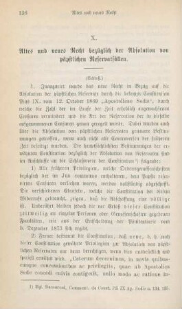 136-144 Altes und neues Recht bezüglich der Absolution von päpstlichen Reservatfällen : II.