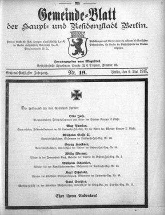 1915,19: Nr. 19, 9. Mai 1915