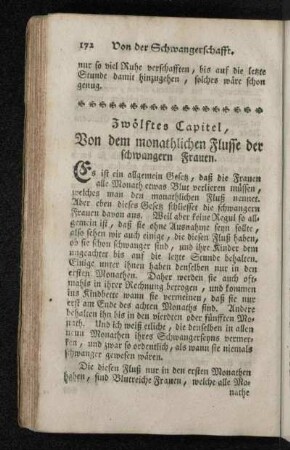 Zwölftes Capitel, Von dem monathlichen Flusse der schwangern Frauen.