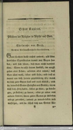 Erstes Kapitel. Pflichten der Religion in Absicht auf Gott
