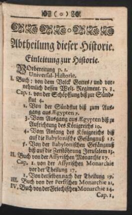 Abtheilung dieser Historie.