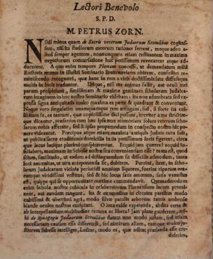 Dissertatio de scholis publicis : quas antiqui Iudaei tradito ita a maioribus more prope a lacuum, amnium, et fluviorum crepidinibus, ripis, et liltoribus exstruxisse perhibentur actorum apostolicorum Cap. XVI. v. 13. Passim inseruntur selectissima quaedam antiquitatum Hebraicarum capita sive analecta sacra, quae obscuriorum in S. codice locorum decadi plurimum lucis foenerantur