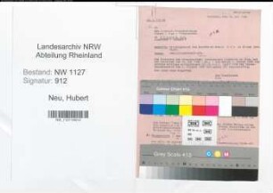 Entnazifizierung Hubert Neu , geb. 00.00.0000 (Baufuehrer)