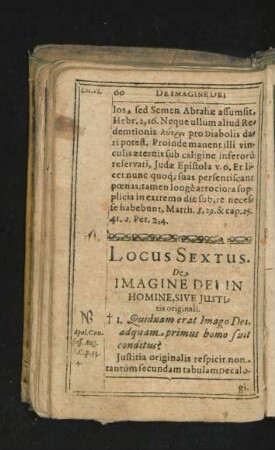 Locus Sextus. De Imagine Dei In Homine, Sive Iustitia originali.