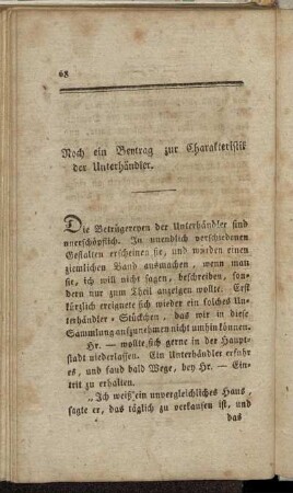 Noch ein Beytrag zur Charakteristik der Unterhändler.
