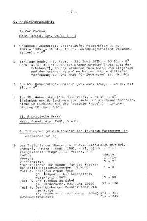 C. Nachlaßverzeichnis